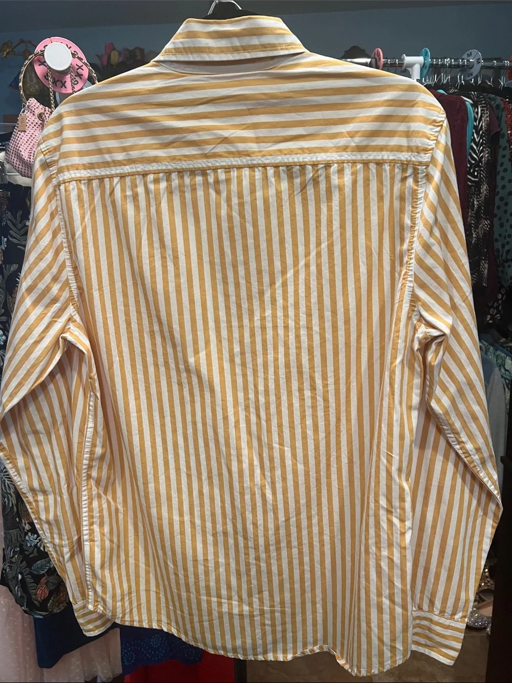 Yellow & White Striped Long-Sleeve Shirt by Free Assembly